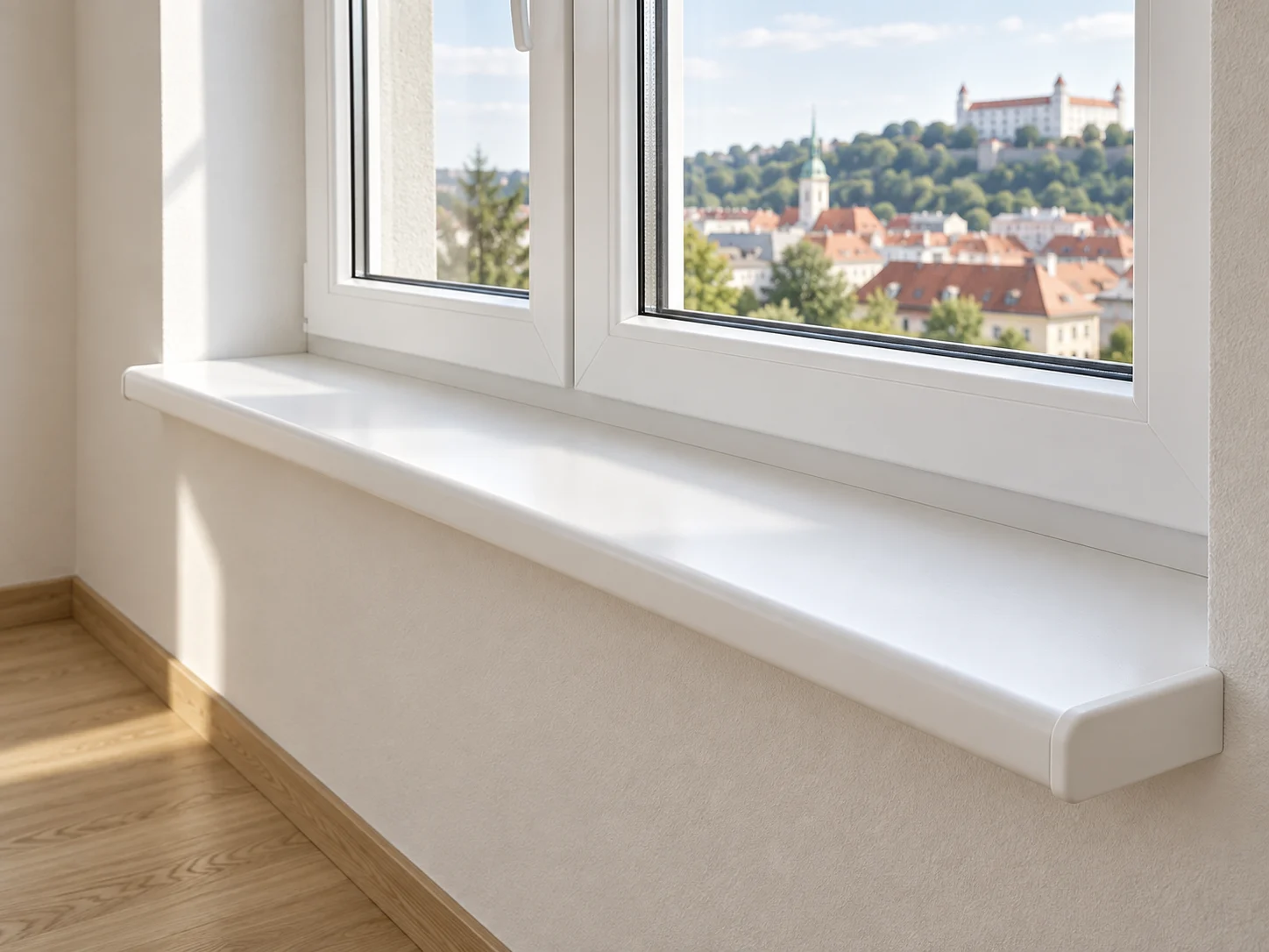 Interiérový PVC parapet osadený pri okne